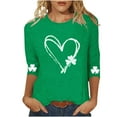 thumbnail image 2 of YUNAFFT St. Patrick's Day Print Round Neck 3/4 Sleeve Loose Fit Stretchy Comfortable T-Shirt Top for Women Casual Everyday Wear, 2 of 5