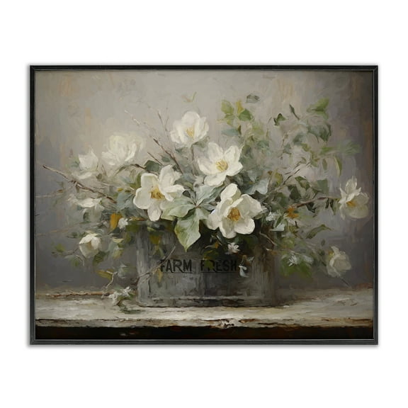 Stupell Industries Country Farm Florals Botanical & Floral Painting Black Framed Art Print Wall Art, 14 x 11