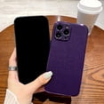 thumbnail image 2 of Compatible for iPhone 14 Pro Max Case Simple Solid Color Electroplated Pattern Leather Design for Women Girls Fashion Slim Soft Flexible TPU Rubber for iPhone 14 Pro Max-Purple, 2 of 5