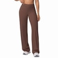 thumbnail image 2 of Women Workout Leggings No Front Seam Straight Leggings Brown S, 2 of 10