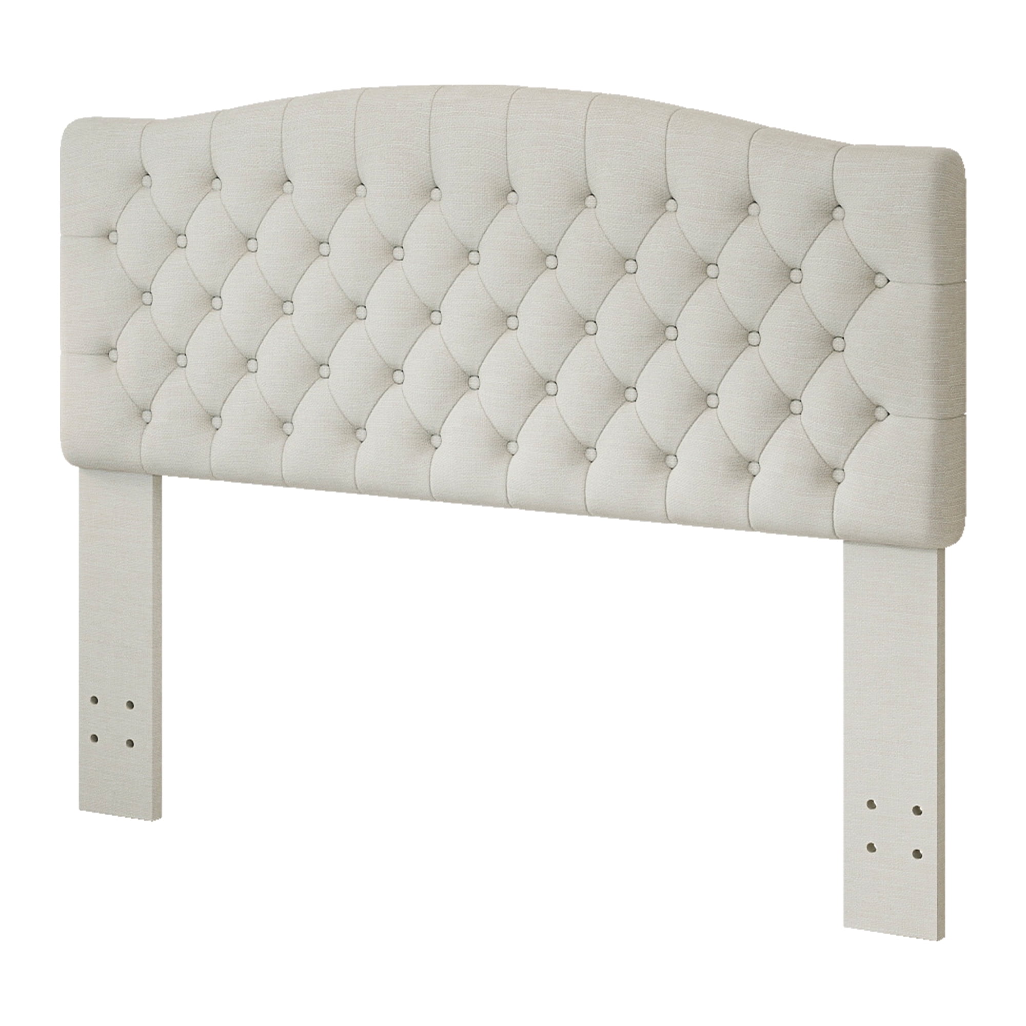Queen Headboard Wall Mount & Bed Frame Compatible, Linen Upholstered Button Tufted, Ivory