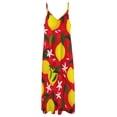 thumbnail image 6 of Red Background Yellow Lemons Flowers Sleeveless Dress Loose Women's Dress Dresses Luxury Evening Dresses, 6 of 9