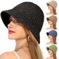 thumbnail image 3 of FUZHIQ Womens Crochet Straw Sun Hat with Wide Brim Soft Foldable Floppy Beach Hat for Summer, 3 of 4