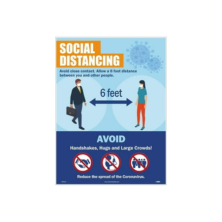UPC: 0887481156552 | National Marker Poster  Social Distancing   24  x 18  Blue/Orange (PST150)