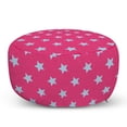 thumbnail image 1 of Blue and Pink Pouf Cover with Zipper, Retro Stars Pattern with Pastel Shades Geometric Diagonal Arrangement, Soft Decorative Fabric Unstuffed Case, 30" W X 17.3" L, Pink and Pale Blue, by Ambesonne, 1 of 5