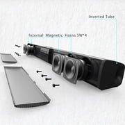 Wireless Bluetooth Soundbar with Subwoofer, 4 Speaker Surround System, 2000mAh Battery, FM Radio, TF Card, AUX Input, Remote Control for TV, Home Theater, PC