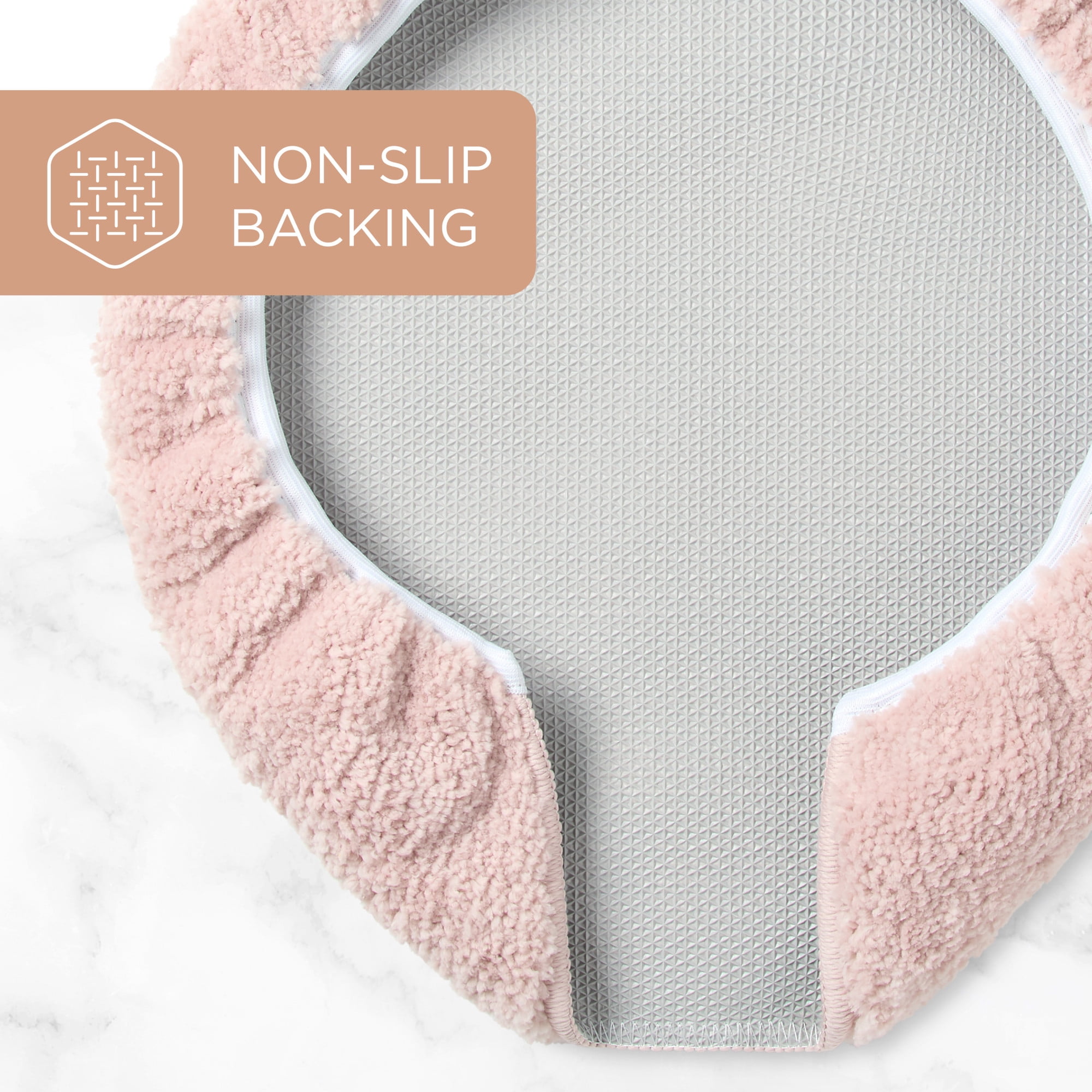 TOWN & COUNTRY EVERYDAY Ultra Plush Solid Tufted Toilet Lid Cover, Soft and Absorbent, Non-Slip Cover, Machine Washable, Blush, 18"x19"
