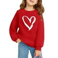 thumbnail image 4 of Spazoro Kids Girls Sweatshirts, Heart Print Long Sleeve Crew Neck Valentine's Day Casual Blouses Tops for Child Girls Red Size 5 T, 4 of 4