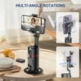 thumbnail image 4 of Auto Face Tracking Tripod, No App, Smart Shooting Phone Holder with Remote, 360° Rotation Body Phone Camera Mount Extendable Body Smart Tracking Tripod for Vlog/TIK Tok, Rechargeable Battery (Black), 4 of 9