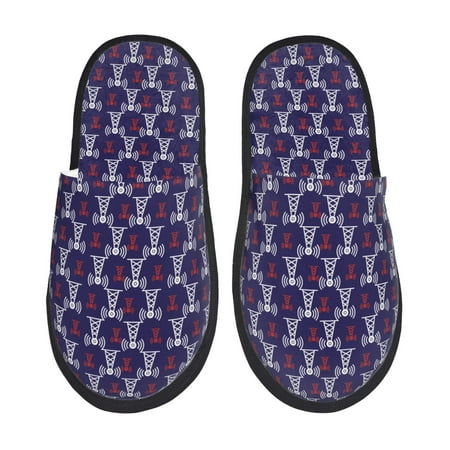 

Fuzoiu Cell Tower Print Unisex Furry Slippers Plush Indoor Shoes Trendy House Slippers Anti-Skid EVA Sole House Shoes for Home Office and Travel -Large