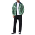 thumbnail image 2 of Chaqueta acolchada con capucha y cordón INSPIRE CHIC para hombre, con cremallera, estilo shacket de cuadros, color verde oscuro, 2 of 6