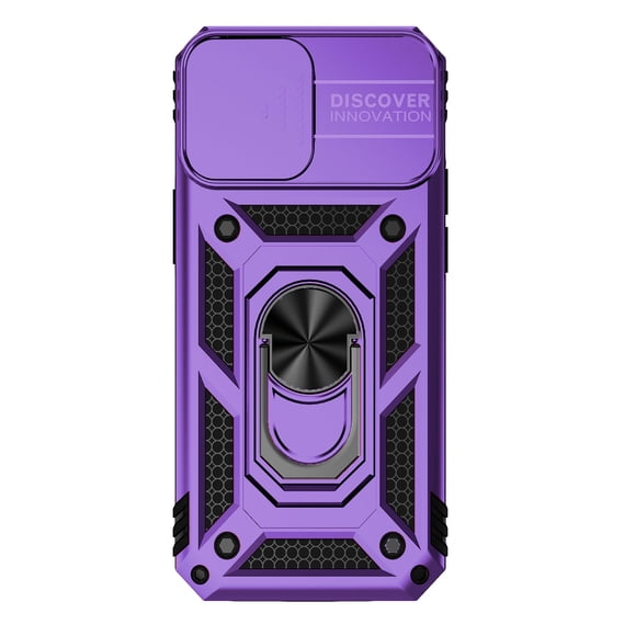 Compatible WIth iPhone 16e Phone Case,Magnetic Rotatable Ring Holder Kickstand,WIth Sliding Camera Cover,Heavy Duty Shockproof Protective Anti-fall Rugged Phone Case Cover,Purple