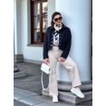 thumbnail image 6 of Women'S Coats Lapel Cropped Jacket Button Down Casual Varsity Jacket with Pockets Navy Blue S, 6 of 8