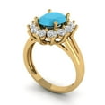 thumbnail image 2 of 2.72 ctw with Simulated Diamond Halo Accents Anniversary Ring for Women | Oval Cut Simulated Turquoise | Hyperallergenic Solid 18K Yellow Gold, 2 of 5
