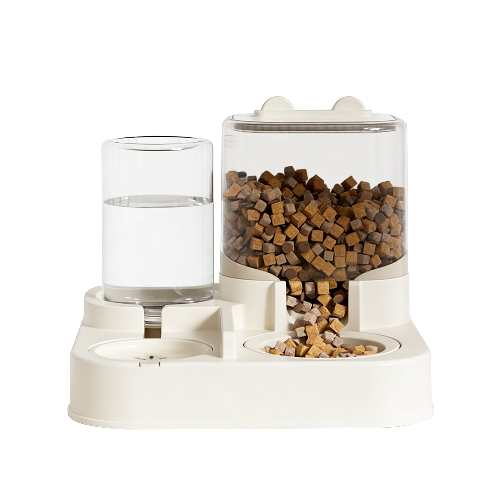 2-in-1 Automatic Cat Feeder and Water Dispenser, 2300ML Large Capacity Transparent Pet Food Feeder with 1000ML Gravity Water Bowl, Visible Window, Anti-Clog Design for Cats and Small Dogs, BPA-Free,