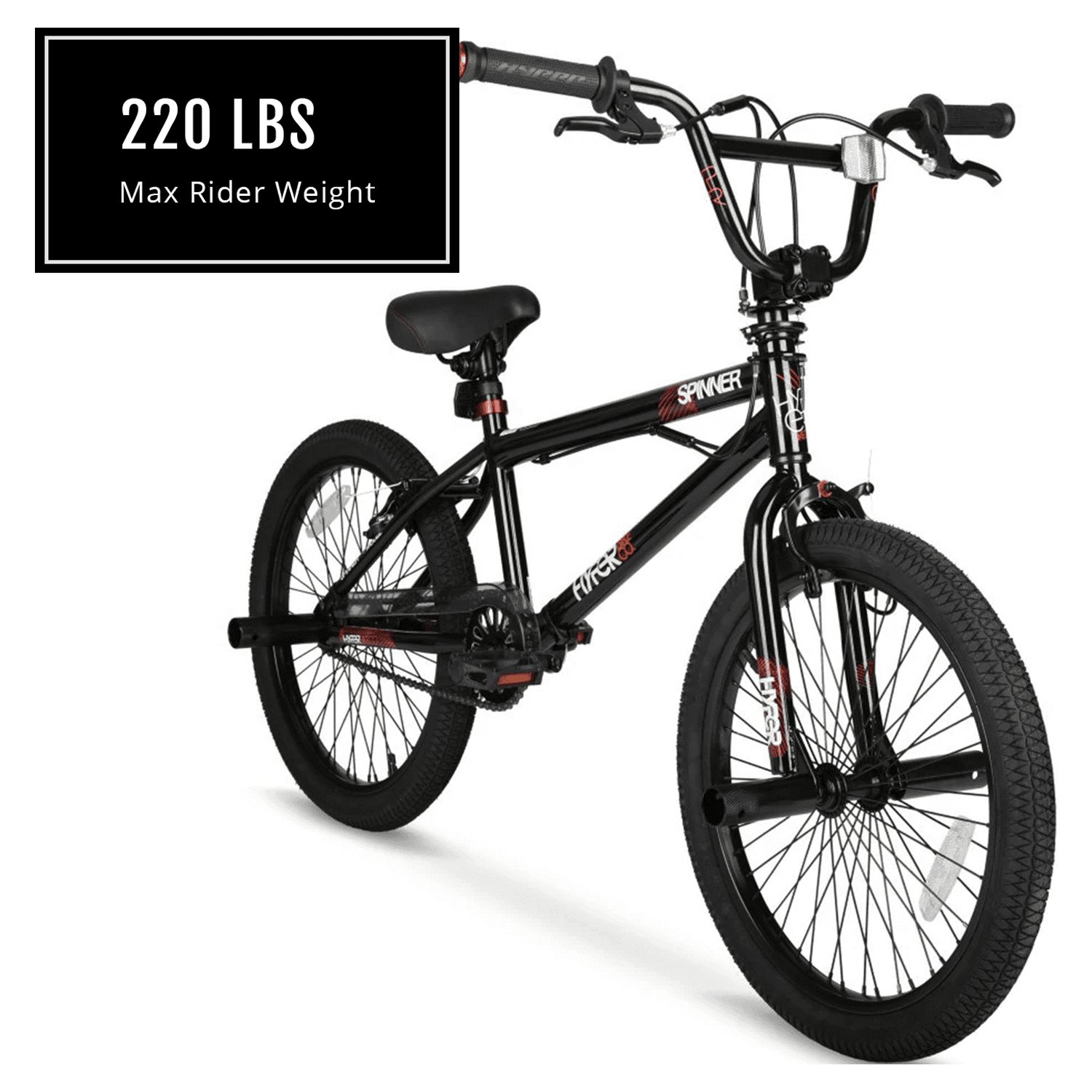 Hyper Bicycles 20" Boy's Spinner BMX Bike for Kids, Black, Recommended Ages Group 8 to 13 Years Old - image 3 of 12