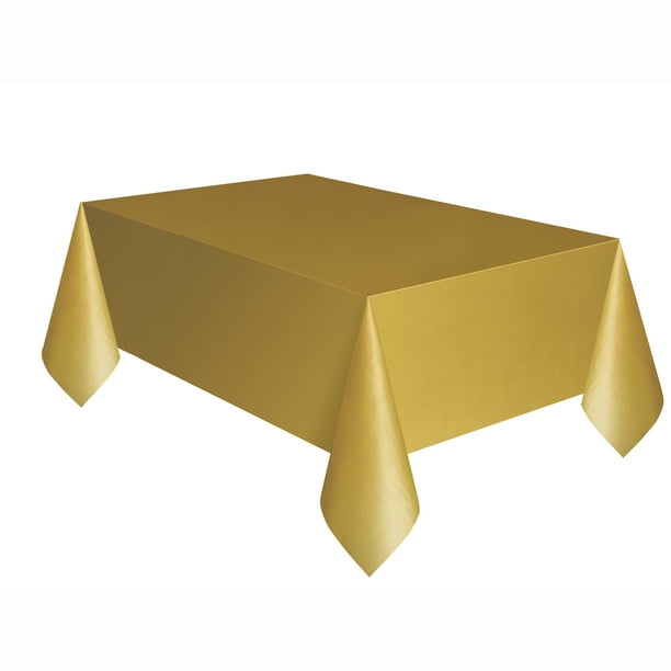 Way to Celebrate! Gold Plastic Party Tablecloths, 108 x 54in, 3ct