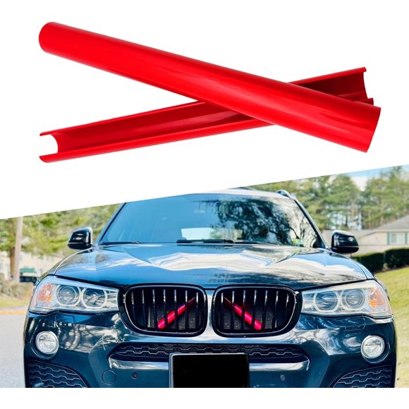 2 Piezas Insertos de Parrilla de Coche Tiras Decorativas, 32.77cm x 2.79cm Impermeables Duraderas ABS Cubiertas de Parrilla Delantera de Vehículo Accesorios Envolventes, Compatible con