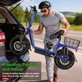 thumbnail image 6 of INSDRGN Electric Scooter for Adults, 1800W Peak Motor, 48V 16AH Battery, 20MPH, 42Miles, 14 " Commuter E Scooter with Seat &Carry Basket, UL2272, Blue, 6 of 10