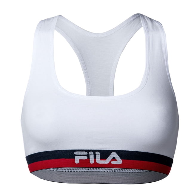 FILA Ladies Bustier - Sujetador, Sujetador deportivo, Racerback, Cotton Stretch, liso, XS-XL Blanco XS (X-Small)