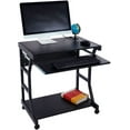 thumbnail image 2 of FCH Laptop Table Cart Mobile Laptop Desk Cart Computer Desk with Printer Stand and Pullout Keyboard Tray,Black, 2 of 7