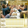 thumbnail image 2 of 100 Pcs Stainless Steel Gold Silverware Set Bulk Flatware Set Service for 50, 50 Pcs Dinner Forks and 50 Pcs Dinner Knives Tableware Cutlery Set for Butter Kitchen Restaurant, Dishwasher Safe, 2 of 6