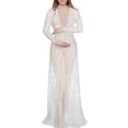 thumbnail image 6 of Versatile Maternity Long Sleeve V Neck Sheer Lace Dress Bodycon Fit Trailing Train for Various Formal Activity, 6 of 8