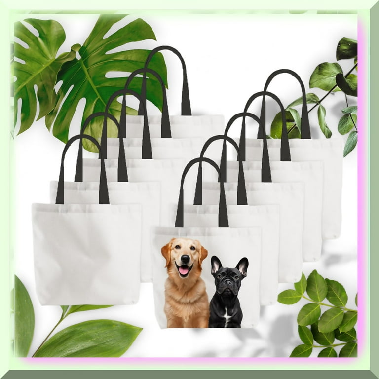 20-Pack Blank Sublimation Tote Bags White Canvas DIY Craft Bags