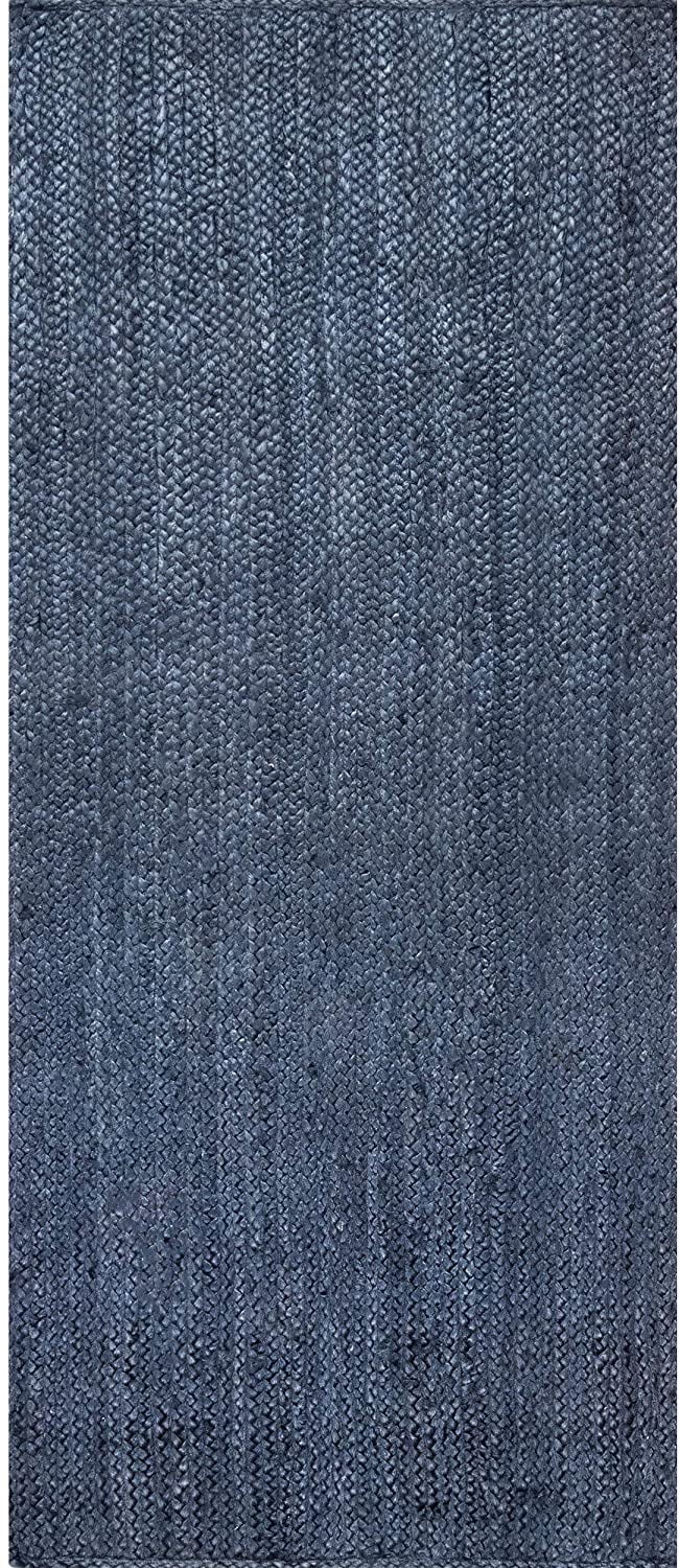 Handmade Braided Navy Blue Pure Jute Area Rugs ,Home Décor Rugs Size 2 x 16 Feet ( 60 cm x 480 cm )