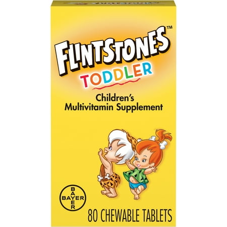Flintstones Toddler Chewable Multivitamin, Kids Vitamin Supplement with Vitamins A, C, D, E, B6, and B12, 80 Count
