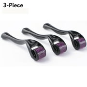 3Pcs Derma Roller Micro Needles Set, Titanium Micro Needling Roller, Derma Roller Skin Beauty Care Face Anti Aging Massage Tool Kit for Home, 540 Pins, 0.25mm, 0.5mm, 1mm, Black and Purple