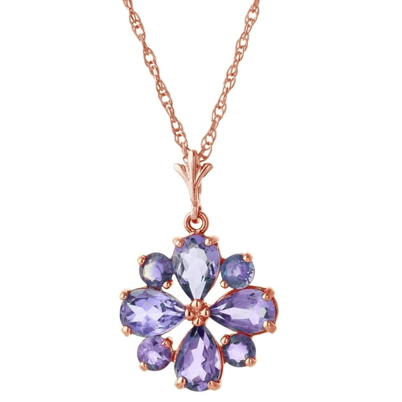 Galaxy Gold 14K Rose Gold Tanzanite Pendant Necklace - December Birthstone - Communication & Serenity - 16" to 24" - Fine Jewelry for Women