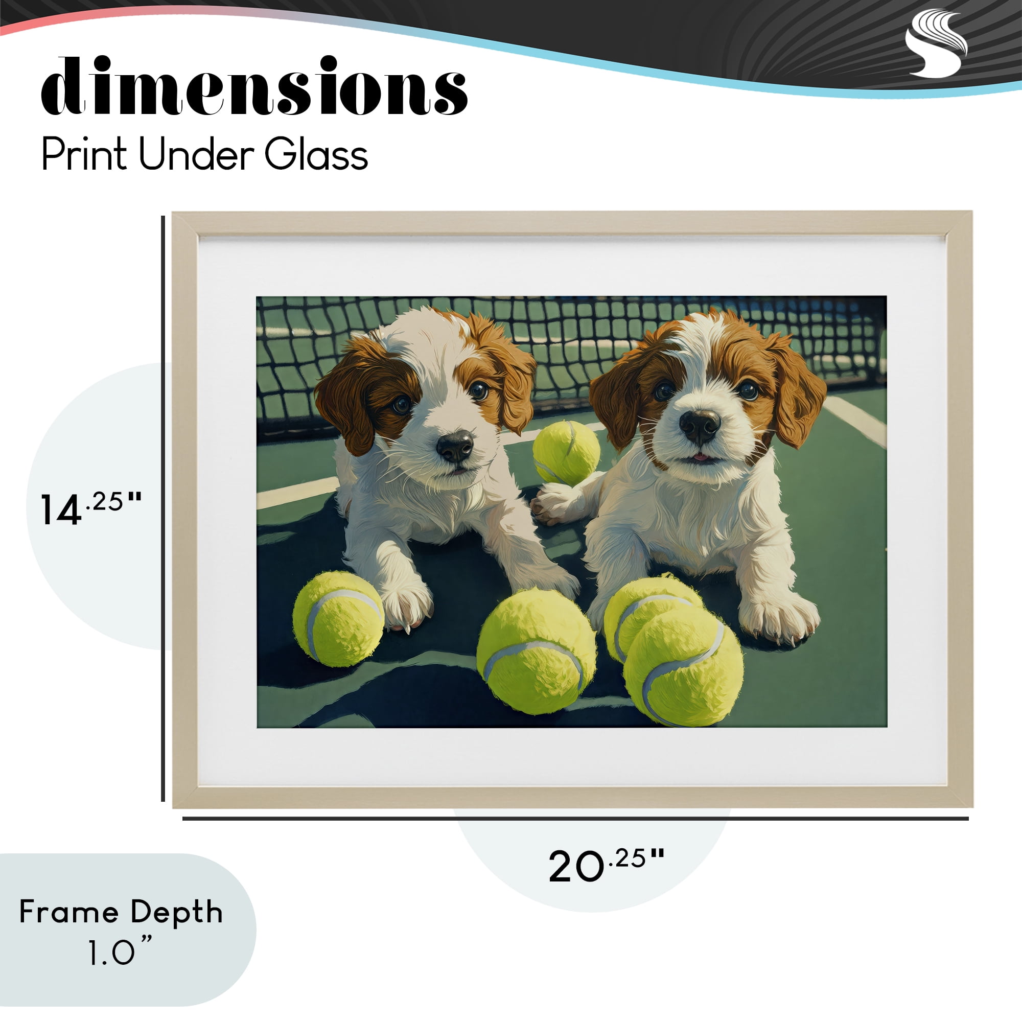 Stupell Industries Playful Puppies with Tennis Balls Birch Framed Print Under Glass, design by Imagine It Images
