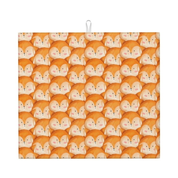 Easygdp Beautiful Fox A Microfiber Dish Drying Mat for Kitchen Counter,Heat Resistant Drainer Mats with Non-slip Backed,Super absorbent