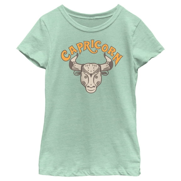 Girl's Lost Gods Zodiac Capricorn Art Symbol  Graphic Tee Mint Small
