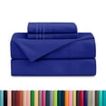 thumbnail image 2 of Elegant Comfort 4-Piece Microfiber Bed Sheet Set, King, Royal Blue - Deep Pocket, 2 of 10
