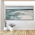 thumbnail image 5 of Ocean Minimalist Painting Abstract Coastal Painting On Canvas Sea Landscape Painting Large Blue Grey Sea Landsvape Painting,Unstretched,Frameless,(46*92cm)18*36Inches, 5 of 5