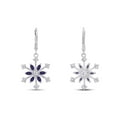 thumbnail image 3 of Marquise Cut Simulated Alexandrite & Round White Cubic Zirconia Snowflake Leverback Drop Dangle Earrings In 14k White Gold Over Sterling Silver For Womens Her, 3 of 5