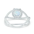 thumbnail image 4 of Braided Cable Split Ring Lab Created White Opal 925 Sterling Silver Size 5, 4 of 7