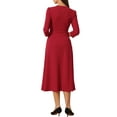 thumbnail image 3 of INSPIRE CHIC Women's Work Dress A Line 3/4 Sleeves Elegant Midi Dress L Red, 3 of 5