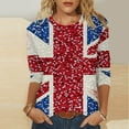 thumbnail image 2 of Union Jack Flag Shirts for Womens Fashion UK United Kingdom Flag Tshirts Great Britain British Women Girl T-Shirt 3/4 Sleeve Summer Tops Casual Dressy Tunic Round Neck Tee Going Out Blouse, 2 of 5