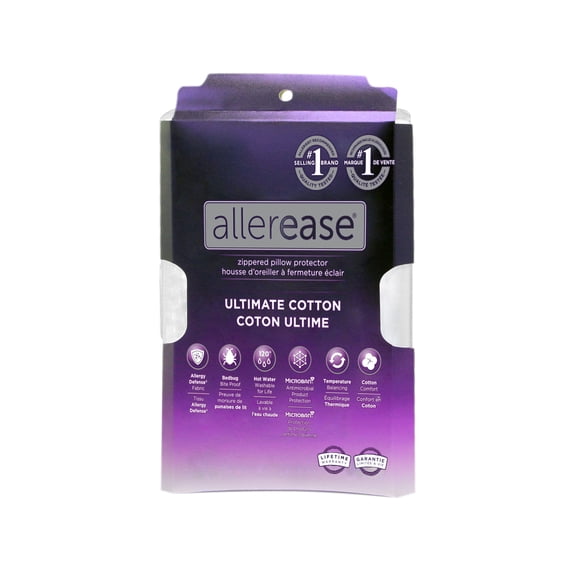 AllerEase Ultimate Cotton Protège-oreiller housse, Standard – À glissière, équilibrage de la température
