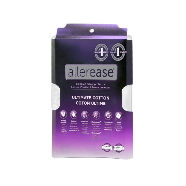 AllerEase Ultimate Cotton Pillow Cover Protector, King- Zippered, Temperature Balancing