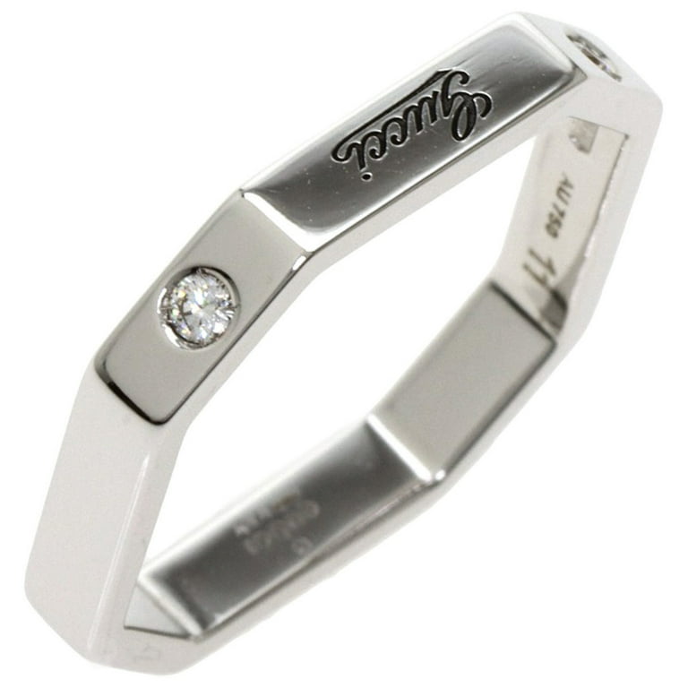 Authenticated Used Gucci Square Band Ring 2P Diamond #11 K18 White
