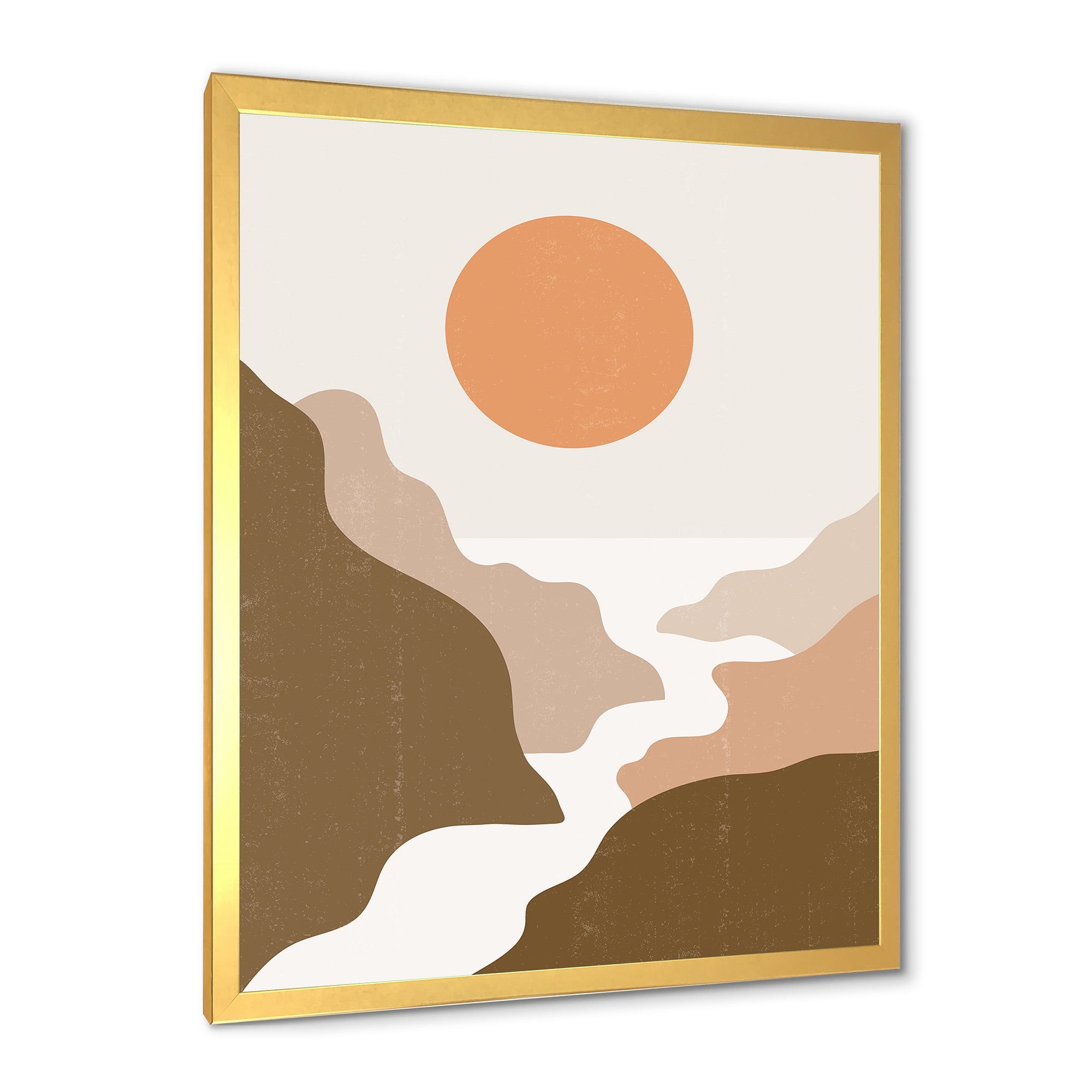 Designart 'Full Moon In Terracotta Tones Mountains' Modern Framed Art Print