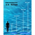 thumbnail image 2 of KFFKFF Telescoping Pool Pole, Adjustable 3.4 to 15 Ft Cleaning Pole with 2 Extensions, Durable Pole for Skimmer Nets, Brushes, and Vacuum Heads, 2 of 9
