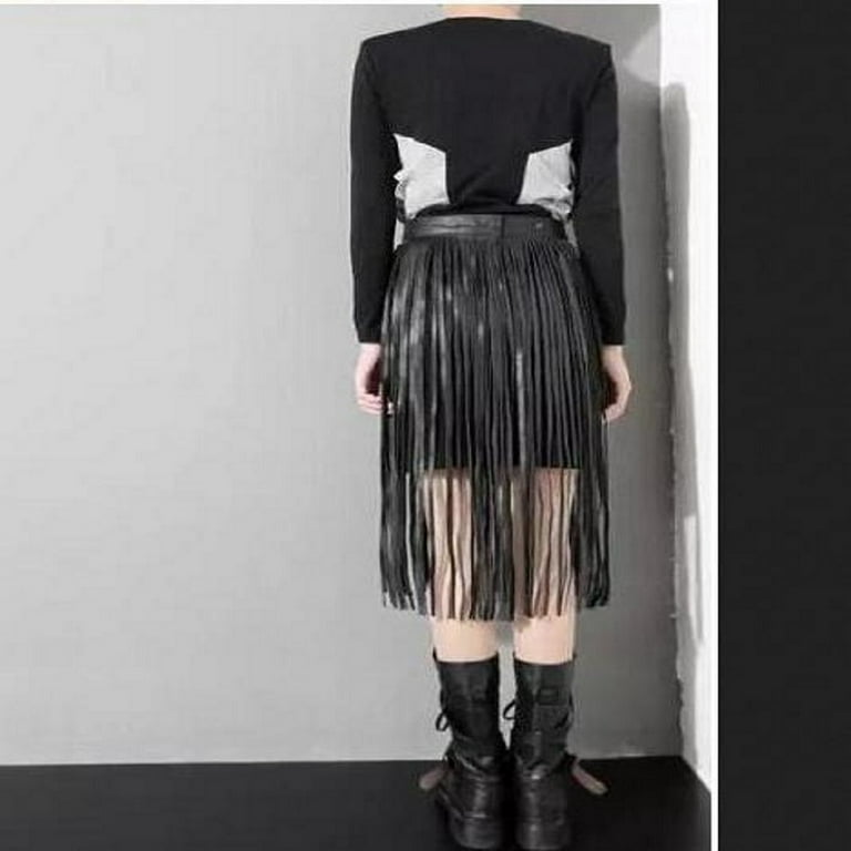 【HILLDA】25ss Real leather Tassel Belt PU Leather Long Wrap Waist Fringe Long Tassel Skirt Belt