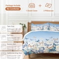 thumbnail image 6 of 3 Piece Blue Ombre Butterfly Duvet Cover Set Twin Size, Microfiber Comforter/Quilt Cover with Corner Ties and 2 Pillowcases, Pastoral Farmhouse Butterflies All Season Soft Bedding with Zipper Closure, 6 of 8