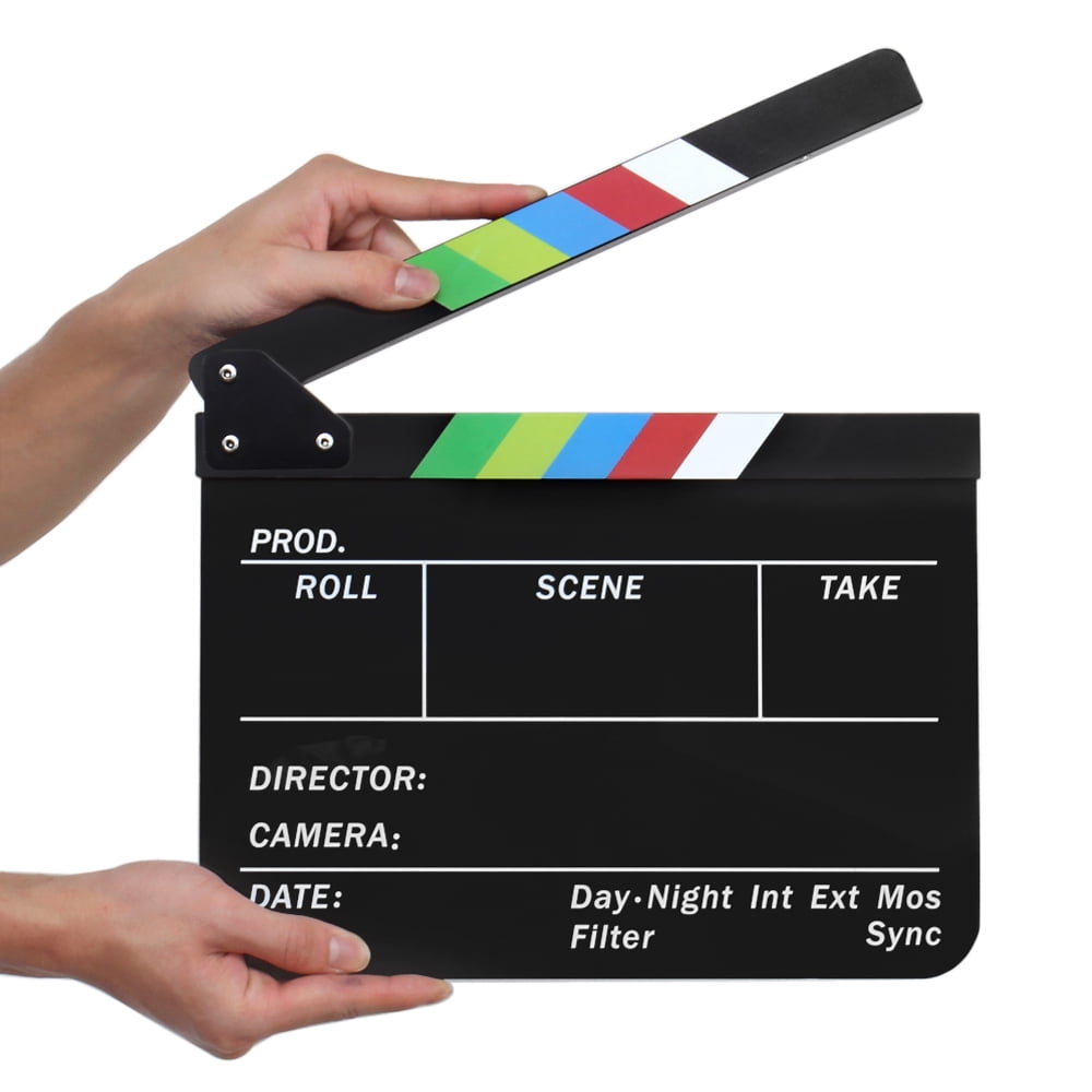 Acrylic Plastic Clapboard Director's Clapper Board Dry Erase Cut Action