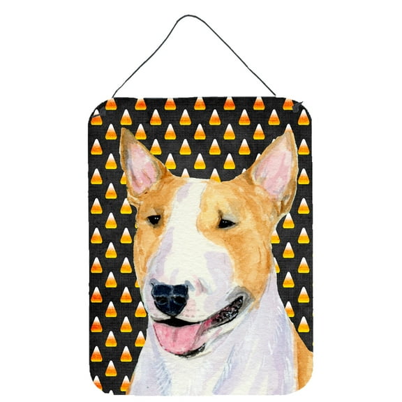 Bull Terrier Candy Corn Halloween Portrait Wall or Door Hanging Prints